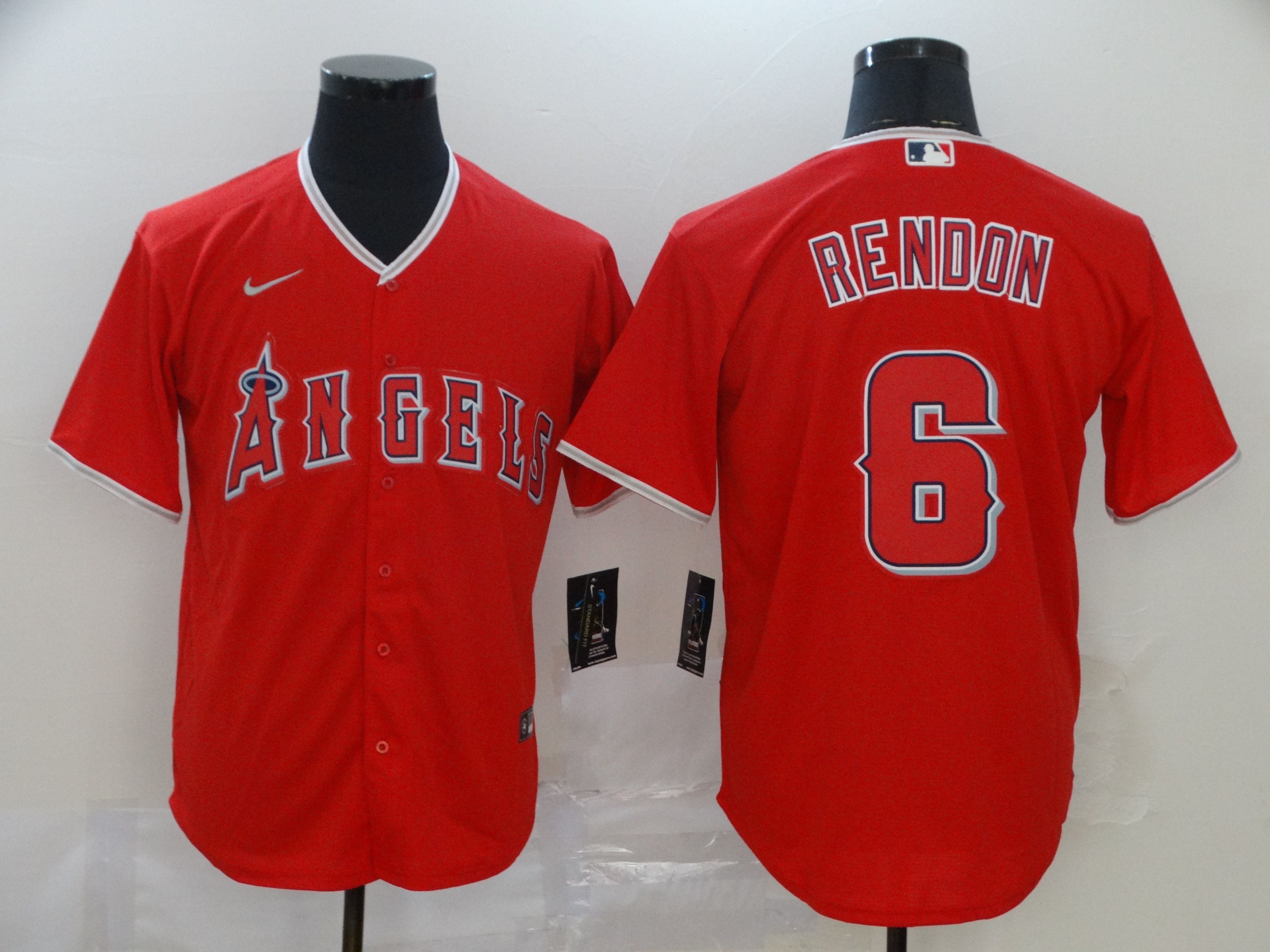 Men Los Angeles Angels 6 Rendon Red Nike Game MLB Jerseys